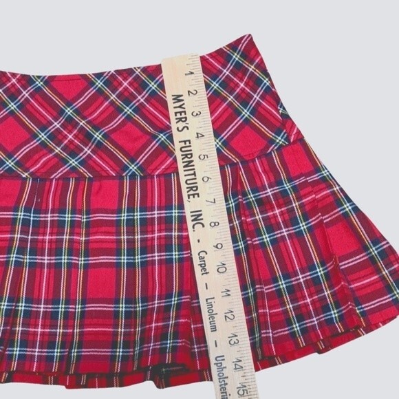 ROYAL BONES RED PLAID TARTAN MINI SKIRT - S - Picture 3 of 7